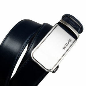 Granatowy pasek skórzany