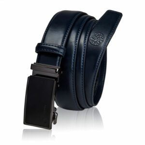 Granatowy pasek skórzany - Skórzany pasek męski automatyczny Betlewski®
