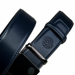 Granatowy pasek skórzany