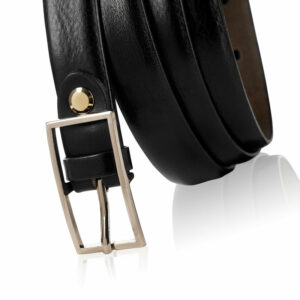 Skórzany pasek damski Betlewski® z wytrzymałej bydlęcej skóry licowej - CZARNY PASEK DAMSKI DO SPODNI, DO SUKIENKI