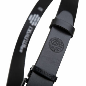 Czarny skórzany pasek męski do spodni z czarną klamrą