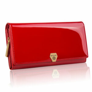 CZERWONY PORTFEL DAMSKI SHINY Z LAKIEROWANEJ SKÓRY NATURALNEJ BPD-VS-106