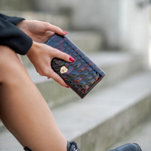 Skórzany portfel damski skóra lakierowany animal print