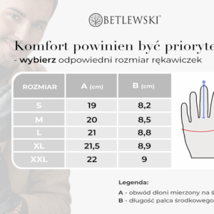 Tabela rozmiarów rękawiczek męskich