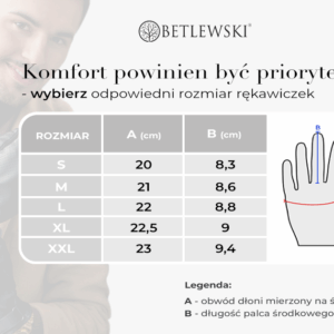 Tabela rozmiarów rękawiczek męskich iTouch