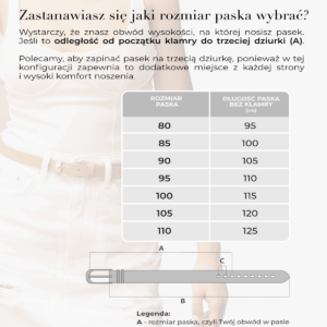 Tabela rozmiarów pasków CHIC