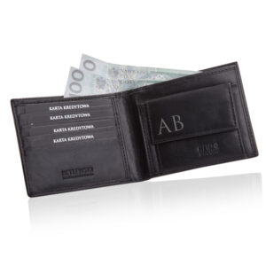 Portfel męski z grawerem czarny BASIC Betlewski bpm-dz-66