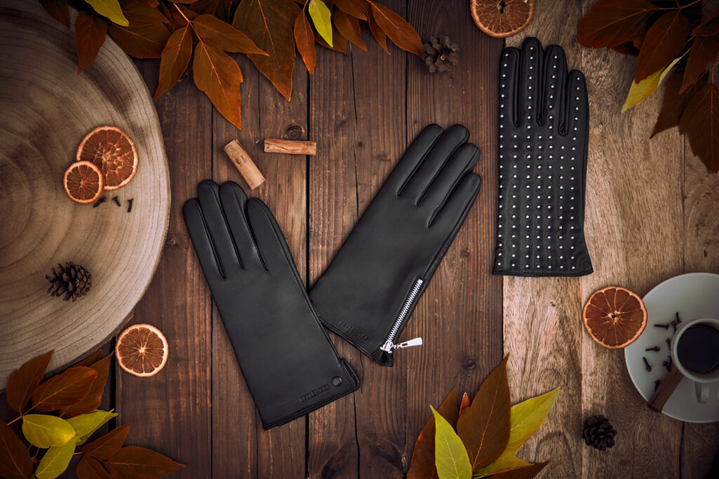 skórzane rękawiczki