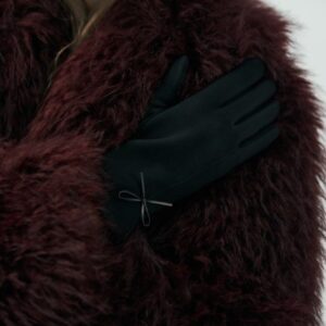 rękawiczki damskie z kokardką velvet