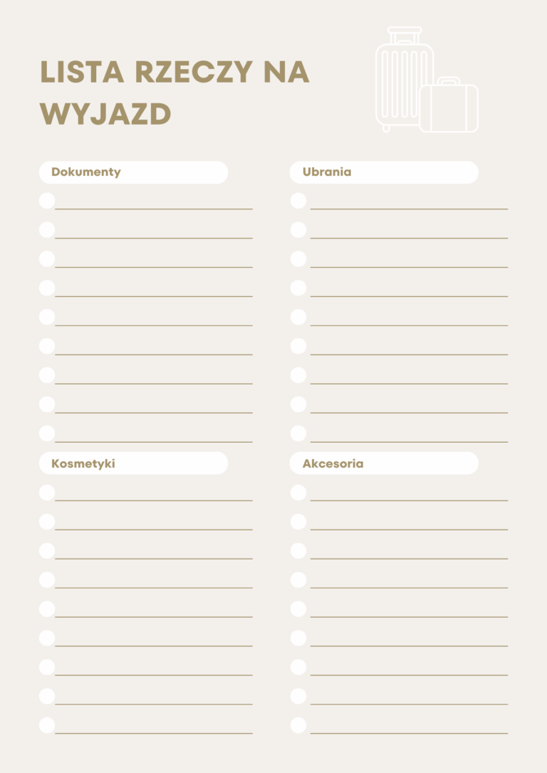 lista rzeczy do spakowania na wyjazd