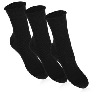 3 pary damskich skarpetek z falbanką comfy czarny, uniwersalny