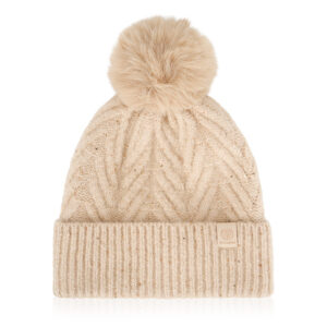 czapka damska z pomponem winter beżowy