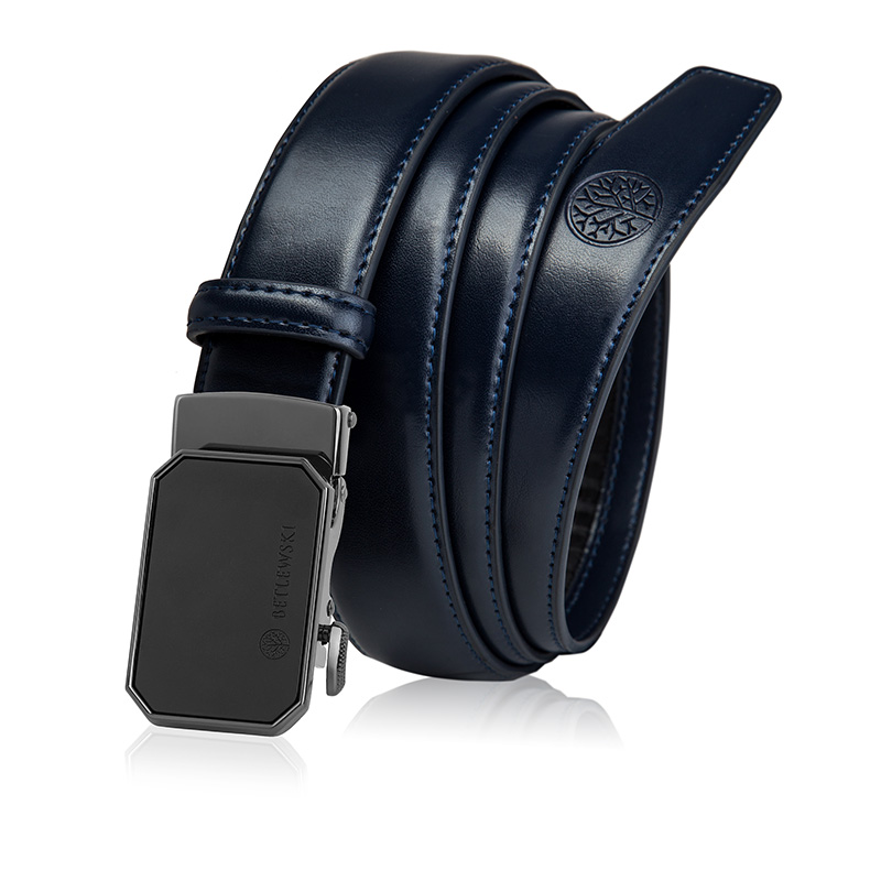 granatowy skórzany pasek męski elite