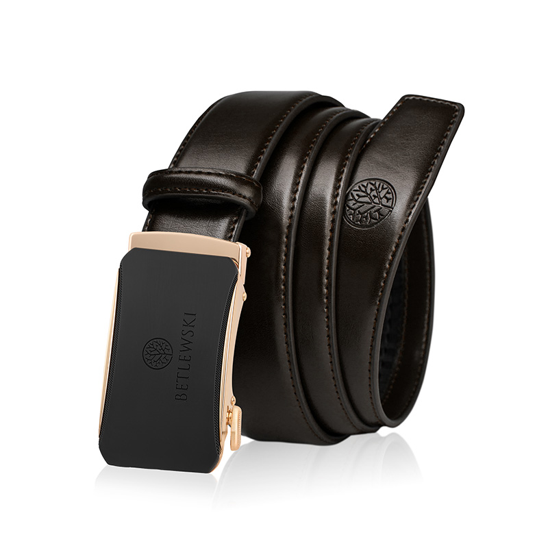 skórzany brązowy pasek męski elite