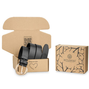 skórzany pasek damski gaia czarny, 75