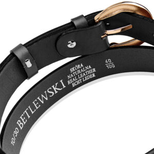 skórzany pasek damski gaia czarny, 75