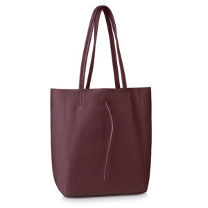skórzana duża torebka shopper tessa bordowy