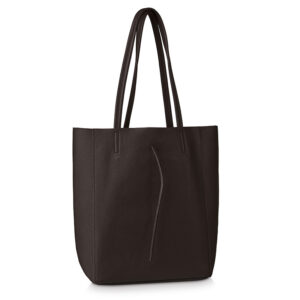 skórzana duża torebka shopper tessa ciemny brąz