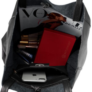 skórzana duża torebka shopper tessa czarny