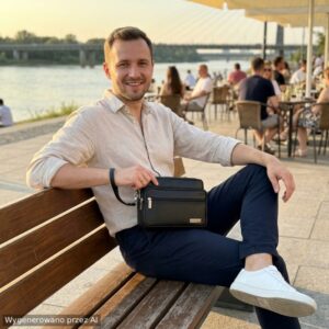skórzana saszetka męska na suwak select