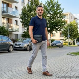 skórzana saszetka męska na suwak select